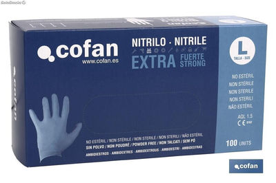 Caja de 100 unidades de guantes de nitrilo | Colocación ambidiestra | Sin polvo