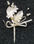 Caja de 24 ud de pick 3 flores perlas dobles. Tela raso y pedreria - 1