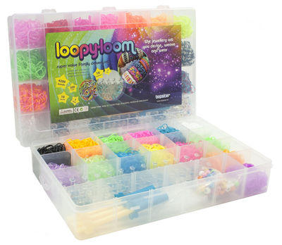 Caja de 4.200 pulseras de goma Loopy Loom con 300 clips y 20 accesorios