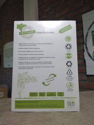 Caja de 5 Resmas x 500 Hojas De GEO Papel Reciclado Formato a4 Ecologico - Foto 2