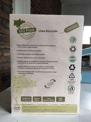Caja de 5 Resmas x 500 Hojas De GEO Papel Reciclado Formato a4 Ecologico - Foto 3