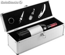 Caja de aluminio para botella con accesorios para vinos