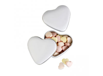 Caja de caramelos (24 gr) fabricada en aluminio en forma de corazón. - Foto 2