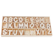 Caja de letras para decoupage en madera clara 130pcs decoración shabby chic