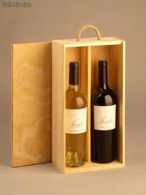 Caja de madera para 2 botellas de vino