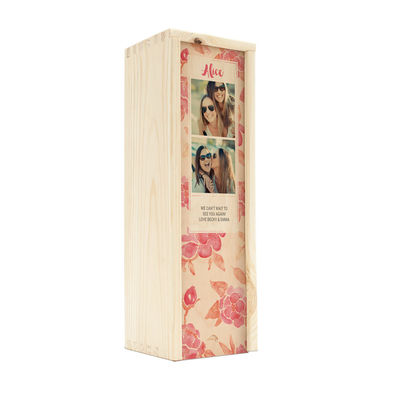 Caja de vino en madera con tapa impresa personalizada