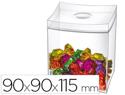 Caja para caramelos cep con tapa desmontable poliestireno transparente 90x90x115