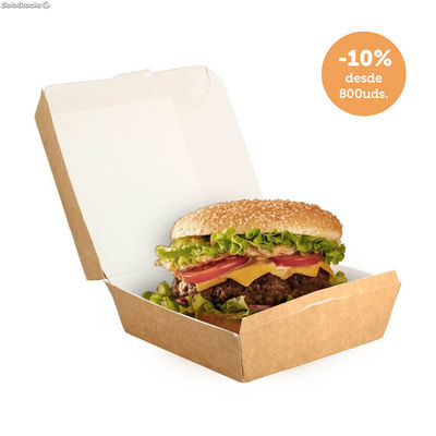 Caja para hamburguesa grande de cartón kraft (12x12x8cm)