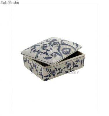 Caja rectangular 12cm - Azulcraquelado | porcelana decorada en porcelana