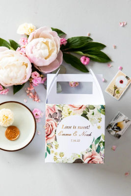 Cajas Boho personalizadas para dulces con nombres - Cajas para pasteles de boda