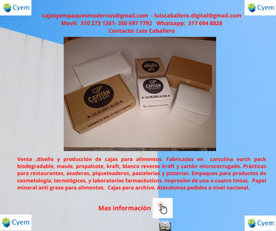 Cajas de carton y empaques para alimentos - papel parafinado