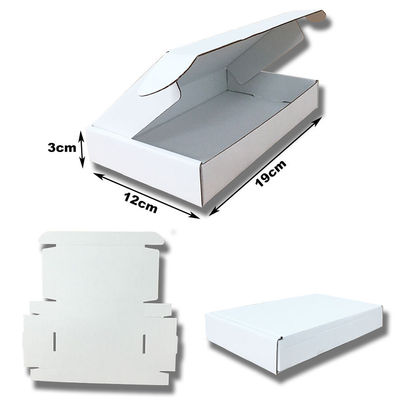 Cajas Postales blancas automontables 19 x 12 x 3 cm. Microcartón kraft blanco