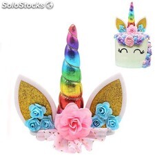 Cake topper unicornio arcoiris decoración tartas