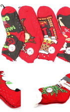 Calcetín navideño de mujer, forrado en lana con suela antideslizante