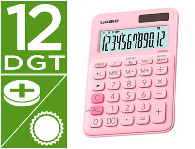 Calculadora casio ms-20UC-pk sobremesa 12 digitos tax +/- color rosa