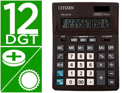 Calculadora citizen sobremesa business line eco eficiente solar y pilas 12