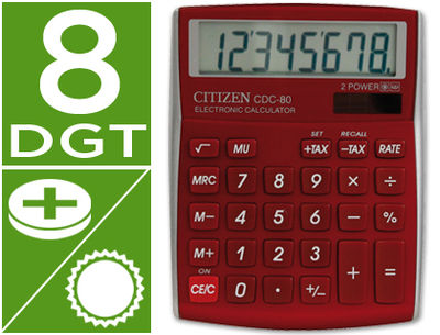 Calculadora citizen sobremesa cdc-80 8 digitos burdeos