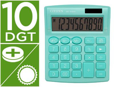 Calculadora citizen sobremesa sdc-810 nrgne 10 digitos 124X102X25 mm verde