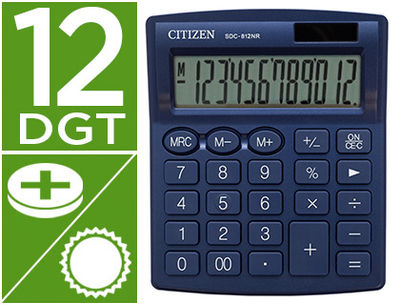 Calculadora citizen sobremesa sdc-812NRNVE eco eficiente solar y a pilas 12