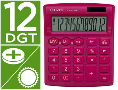 Calculadora citizen sobremesa sdc-812NRPKE eco eficiente solar y a pilas 12