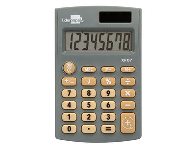 Calculadora liderpapel bolsillo xf07 8 digitos solar y pilas color gris 98x62x8 - Foto 3