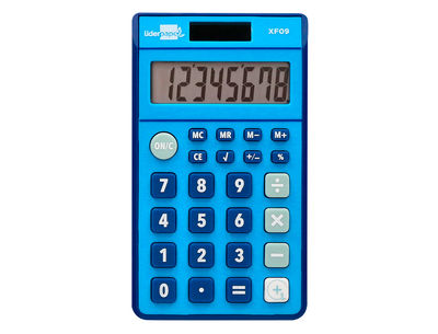 Calculadora liderpapel bolsillo xf09 8 digitos solar y pilas color azul 115x65x8 - Foto 3