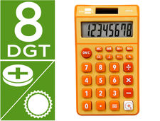 Calculadora liderpapel bolsillo xf10 8 digitos solar y pilas color naranja