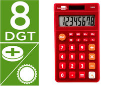 Calculadora liderpapel bolsillo xf11 8 digitos solar y pilas color rojo 115x65x8