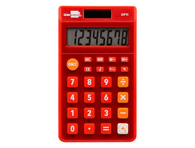 Calculadora liderpapel bolsillo xf11 8 digitos solar y pilas color rojo 115x65x8 - Foto 3