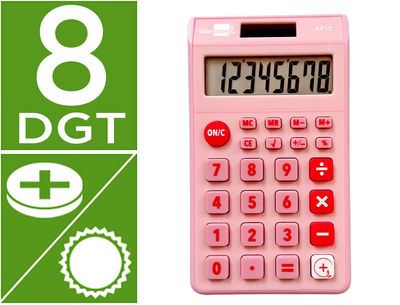 Calculadora liderpapel bolsillo xf12 8 digitos solar y pilas color rosa 115x65x8