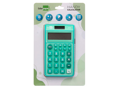 Calculadora liderpapel bolsillo xf13 8 digitos solar y pilas color verde - Foto 2