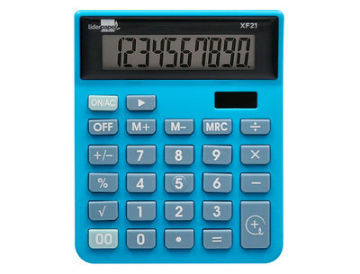 Calculadora liderpapel sobremesa xf21 10 digitos solar y pilas color azul - Foto 3