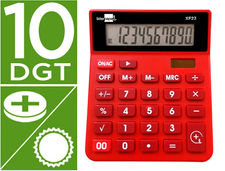 Calculadora liderpapel sobremesa xf22 10 digitos solar y pilas color rojo