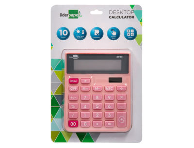 Calculadora liderpapel sobremesa xf23 10 digitos solar y pilas color rosa - Foto 2