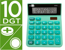 Calculadora liderpapel sobremesa xf24 10 digitos solar y pilas color verde