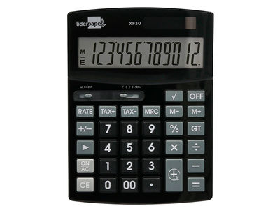 Calculadora liderpapel sobremesa xf30 12 digitos tasas solar y pilas color negro - Foto 3