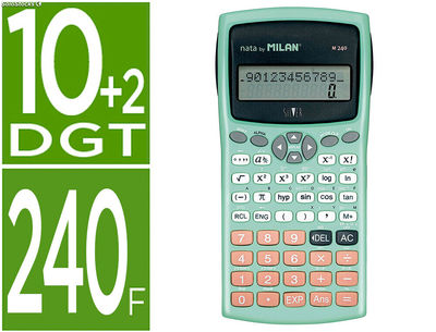 Calculadora milan cientifica M240 silver 2 lineas 240 funciones 10+2 digitos