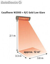 Calefactor halógeno por infrarrojo CasaTherm 70025 W2000 Gold LowGlare / 12 m2 / - Foto 2