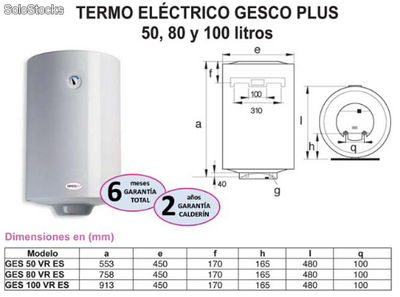 Calentador electrico gesco plus 50 litros