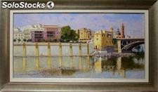 Calle Betis y puente Triana | Pinturas de sevilla en óleo sobre lienzo