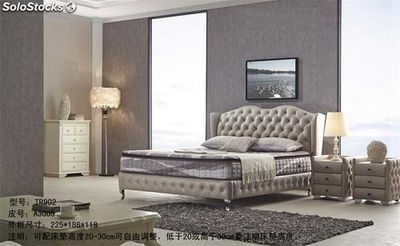 Cama americana, cama tapizada en cuero genuino modelo TR902