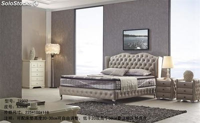 Cama americana, cama tapizada en cuero genuino modelo TR902