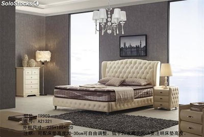 Cama americana, cama tapizada en cuero genuino modelo TR903