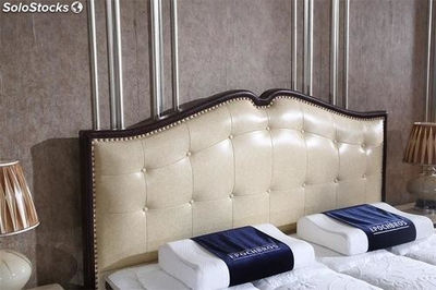 Cama americana, cama tapizada en cuero genuino modelo TR909