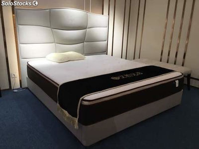 Cama americana, cama tapizada en cuero genuino modelo TR912