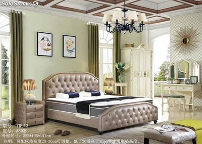 Cama americana, cama tapizada en cuero genuino modelo TR913 - Foto 3