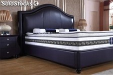 Cama americana, cama tapizada en cuero genuino modelo TR914