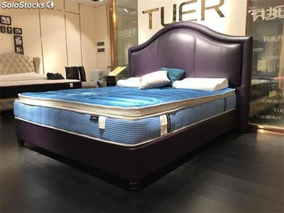 Cama americana, cama tapizada en cuero genuino modelo TR914