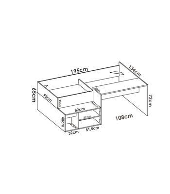 Cama compacta con escritorio Lara de 90 cm en blanco 72.7 - Foto 3