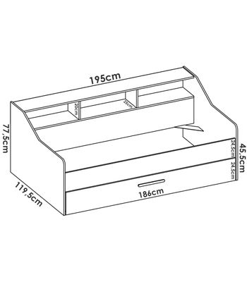 Cama compacta Conan de 90 cm en blanco 77.5 cm(alto)194.3cm(ancho)119.2 - Foto 2